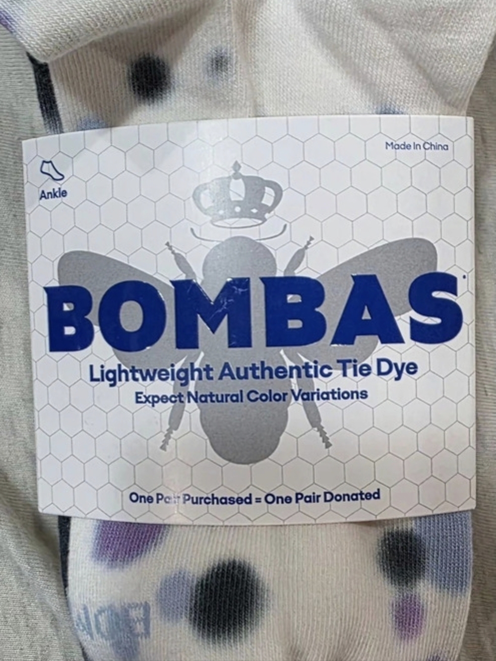 Bombas 4 Pack Lightweight Authentic Tie Dye Ankle Socks, Medium - Picture 2 of 4